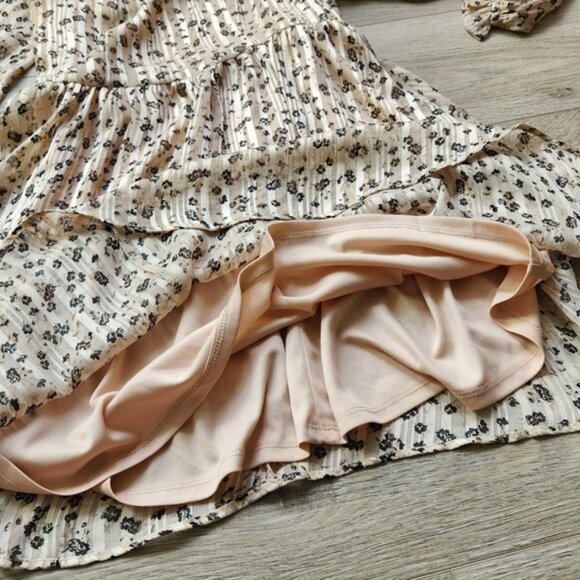 Altar'd State Dress Womens Small Floral Tan Cream Long Sleeves Bohemian - Picture 8 of 14